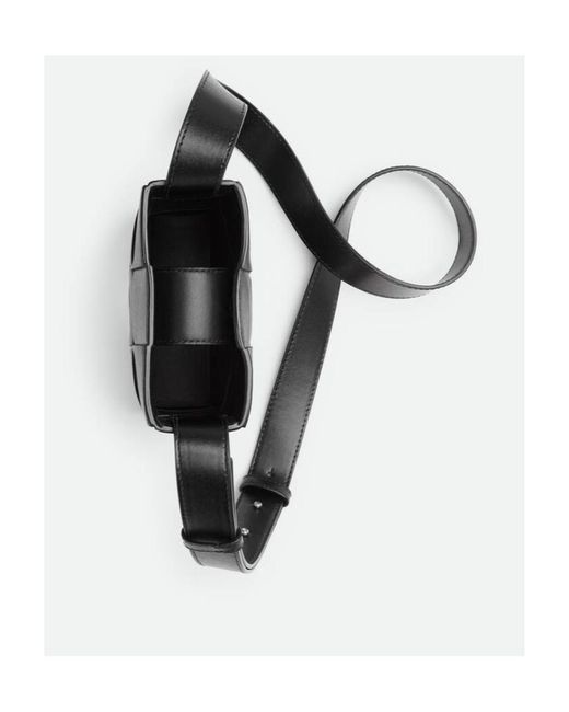 Bottega Veneta Black Interwoven Leather Phone Case for men
