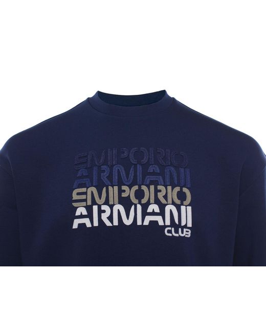 Emporio Armani Blue Logo Round-Neck Sweater for men