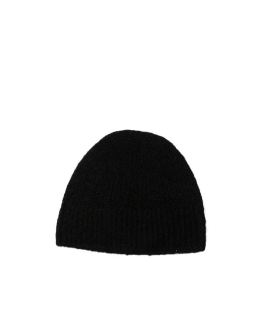 Dries Van Noten Black Ribbed Knit Hat for men