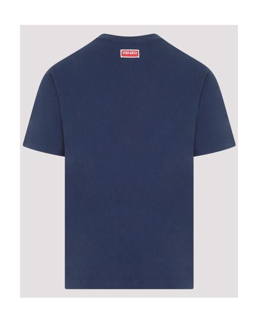 KENZO Blue Lucky Tiger Logo Printed Crewneck T-Shirt for men