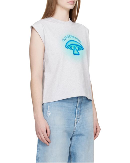 Casablanca Blue Airbrush Mushroom Sleeveless T-Shirt
