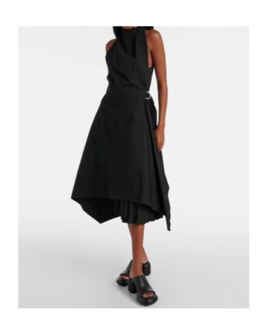 Proenza Schouler Black Yoko Cotton-Blend Poplin Wrap Dress