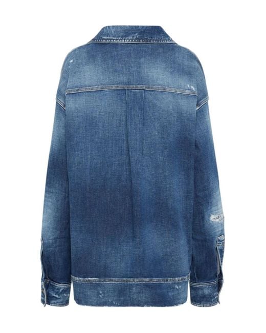 DSquared² Blue Distressed Denim Top