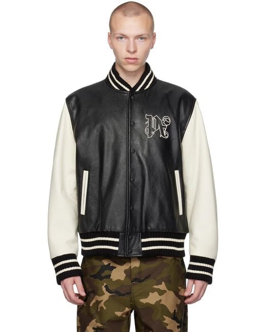 Palm Angels Black Pa Monogram Bomber Jacket for men