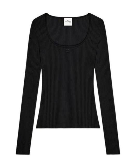 Courreges Black Courrèges Long-Sleeved Square-Neck Jumper
