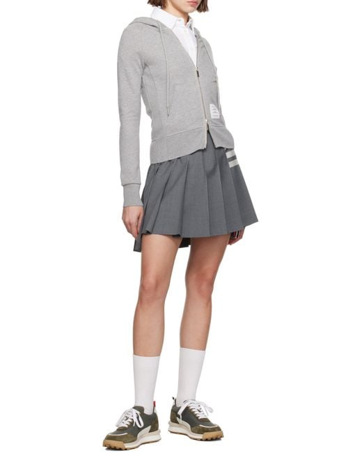 Thom Browne Gray 4-Bar Zip-Up Hoodie