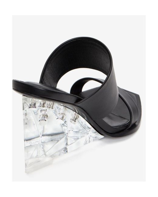 McQueen Black Platform Slip-On Mules