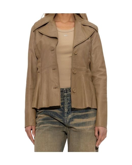 DIESEL Green L-Atoya Leather Jacket