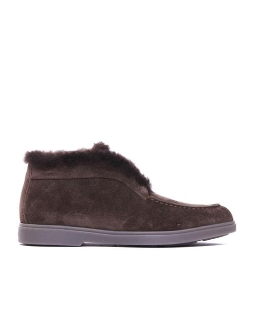 Santoni Brown Shearling Detailed Slip-On Boots