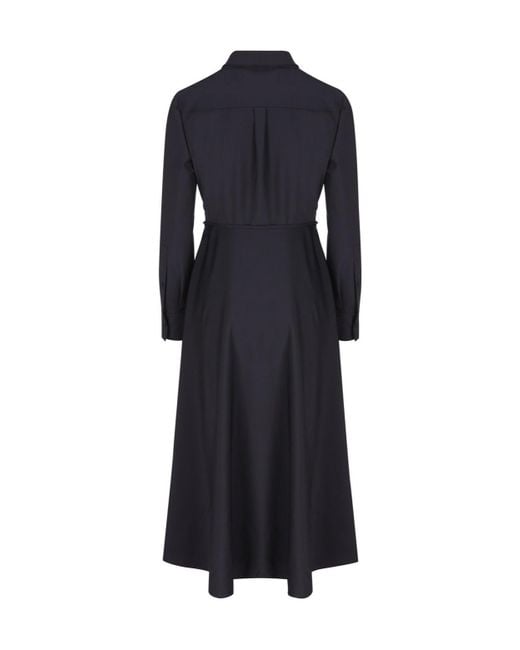 Valentino Blue Logo Plaque Long-Sleeved Dress
