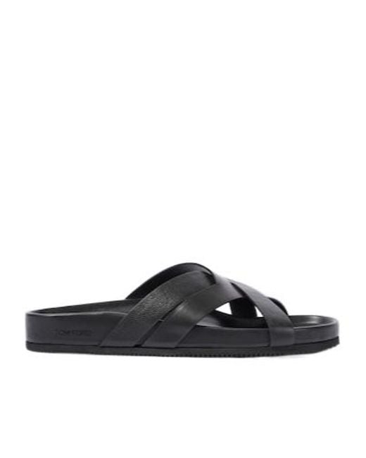 Tom Ford Brown Leather Slides for men