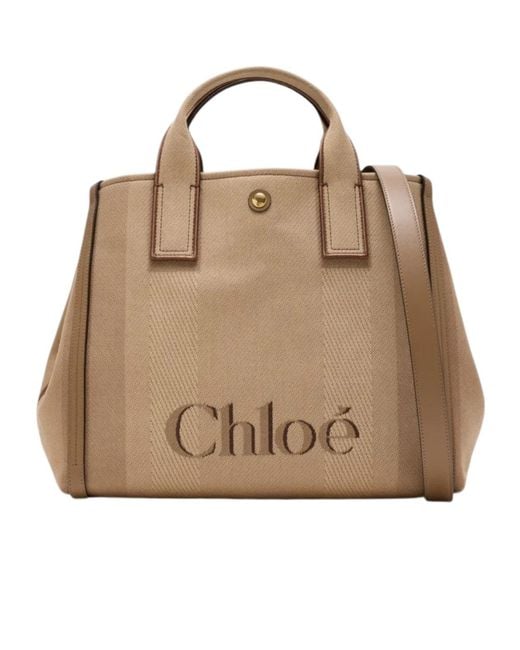Chloé Brown Chloé Carry Logo Detailed Tote Bag