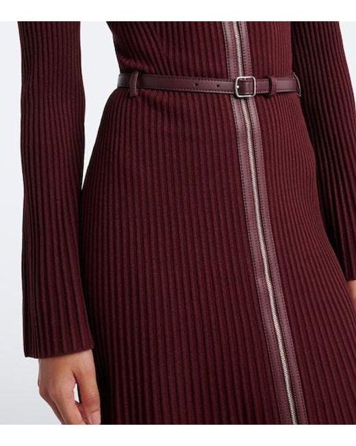 Jonathan Simkhai Purple Ismelle Belted Ribbed-Knit Shirt Dress