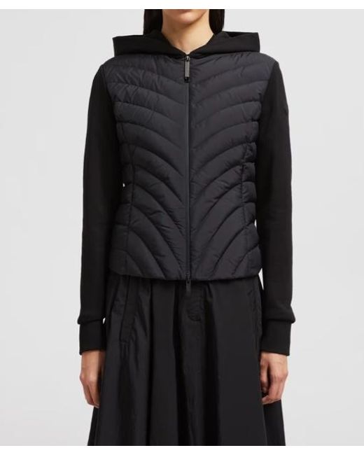 Moncler Black Padded Diagonal-Quilted Zip-Up Jacket