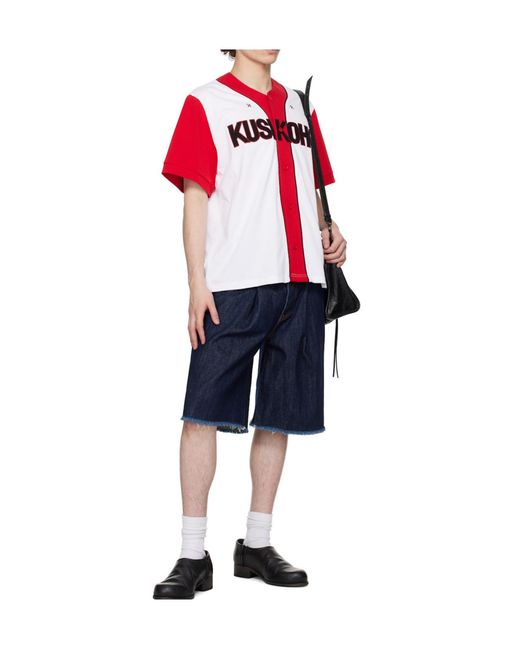 Kusikohc Red Short-Sleeved Baseball Jersey for men