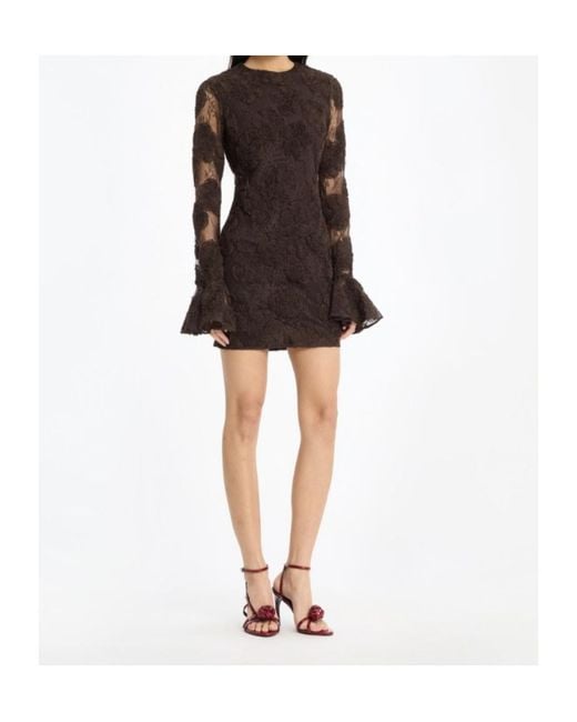 ROTATE BIRGER CHRISTENSEN Black Rositana 3D Floral Lace Mini Dress