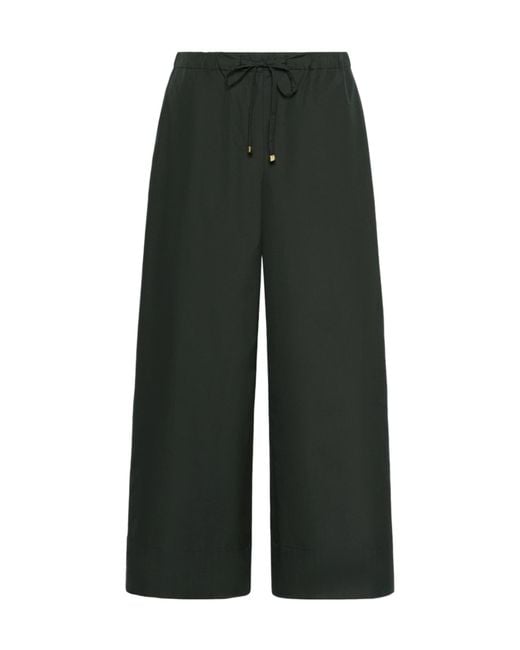 Max Mara Green Drawstring Wide-Leg Trousers