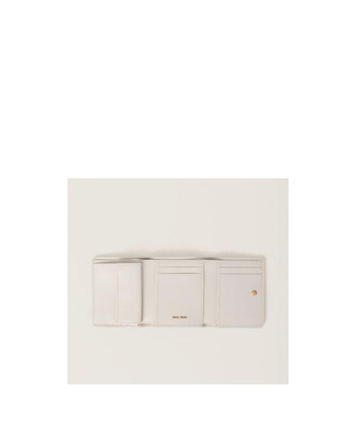 Miu Miu Natural Logo-Lettering Matelassé Leather Wallet