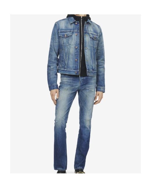McQueen Blue Faded-Effect Denim Jacket for men