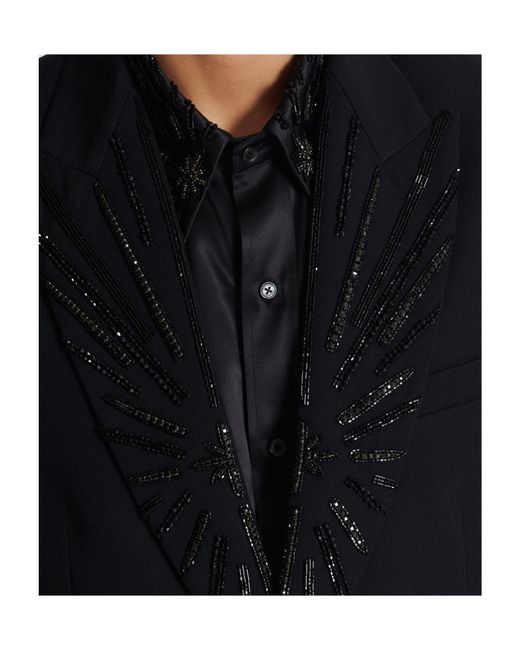 Balmain Black Crystal-Embellished Single-Breasted Blazer for men