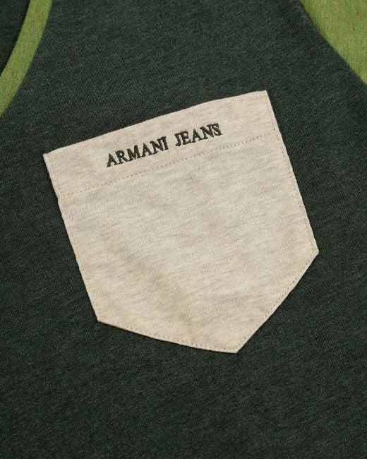 Armani Jeans Green Splicing Details T-Shirt for men