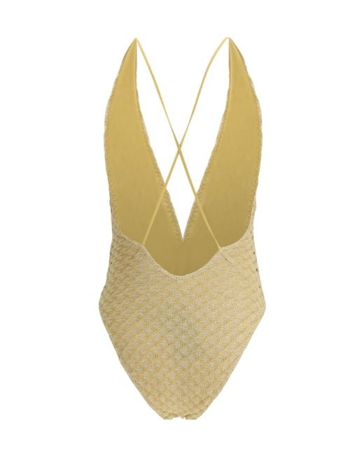 Missoni Metallic One-Piece V-Neck Swimsuit