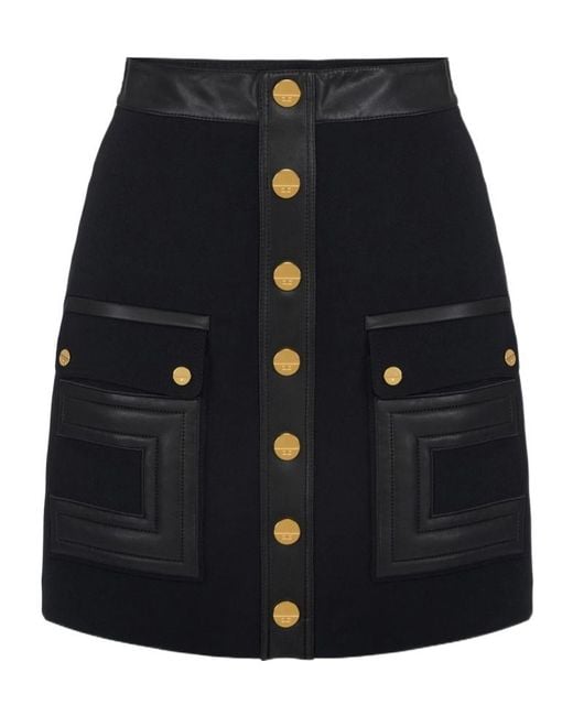Elisabetta Franchi Blue Button-Embellished Mini Skirt
