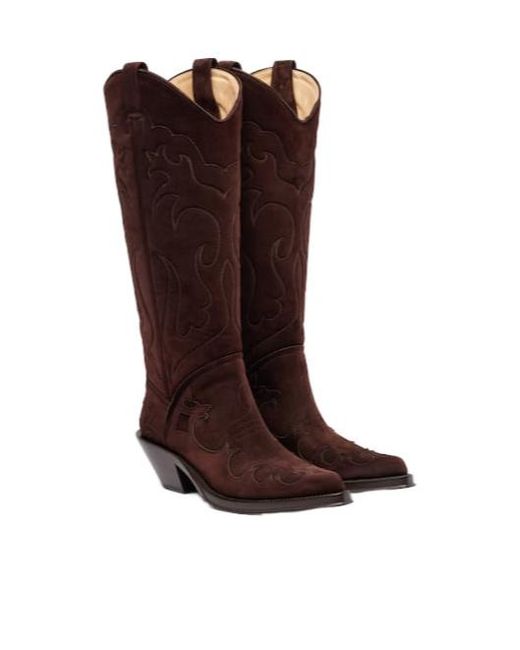 Gabriela Hearst Brown Capitana Suede Cowboy Boots