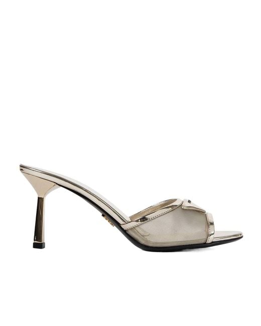 Prada Metallic Open-Toe High-Heeled Sandals