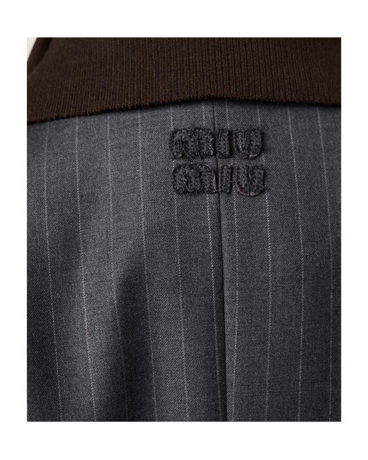Miu Miu Black Single-Breasted Pinstripe Jacket