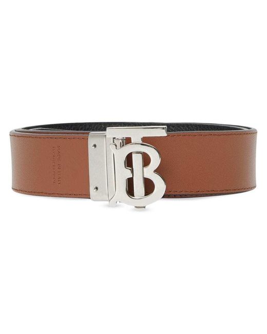 Burberry White Tb Monogram Buckle Reversible Belt for men