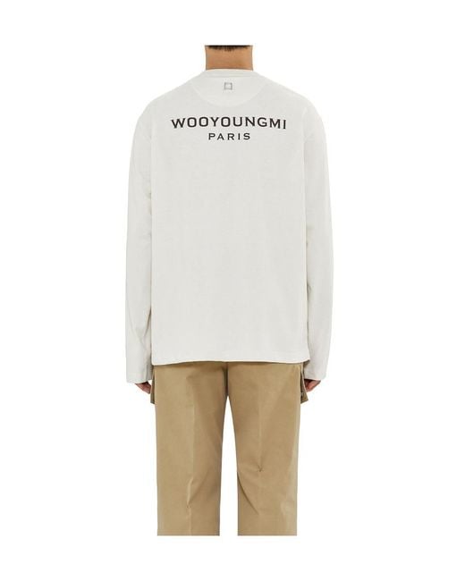 Wooyoungmi White Backlogo Long-Sleeved T-Shirt for men