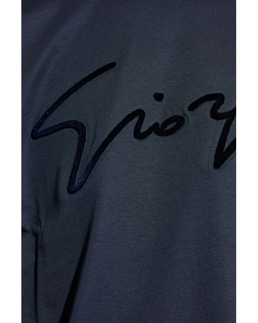 Giorgio Armani Blue Short-Sleeved Crewneck T-Shirt for men