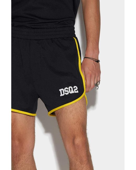 DSquared² Black Logo-Print Track Shorts for men