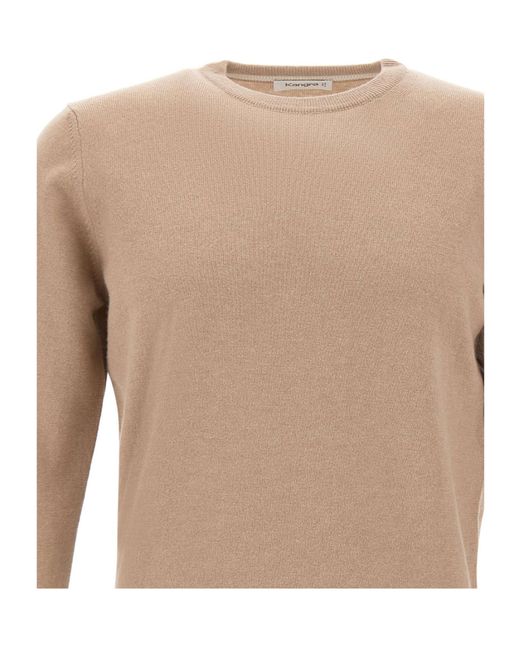 Kangra Cashmere Natural Kangra Ribbed Crew Neck Knitted Sweater for men