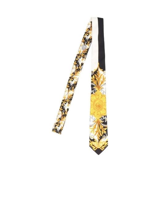 Versace Metallic Acanthus Print Tie for men