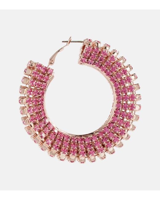 Magda Butrym Pink Crystal-Embellished Hoop Earrings