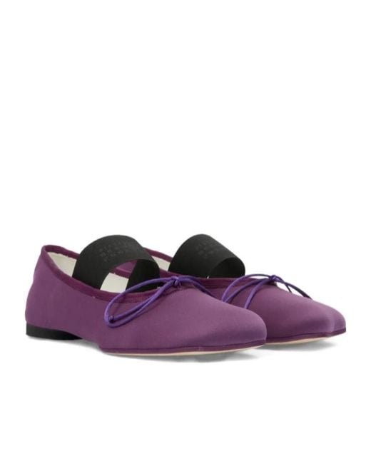 MM6 by Maison Margiela Purple Atomic Bow-Detailed Satin Ballerina Shoes
