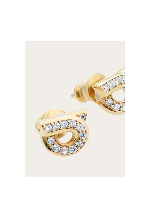 Ferragamo Metallic Ferragamo Gancini Embellished Polished Finish Earrings