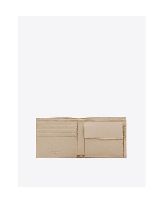 Saint Laurent Natural Logo Printed Bi-Fold Wallet for men