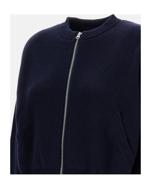 Extreme Cashmere Blue Cashmere Zipper Knit Cardigan