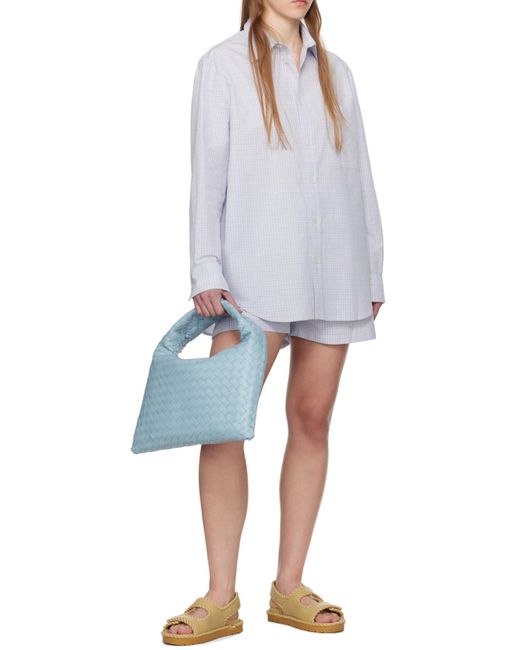 Bottega Veneta Blue Small Hop Leather Bag