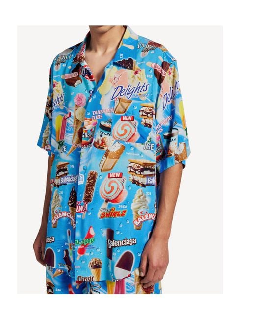 Balenciaga Blue Sweet Treat Short-Sleeve Minimal Shirt for men