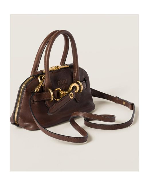 Miu Miu Brown Aventure Mini Nappa Leather Bag