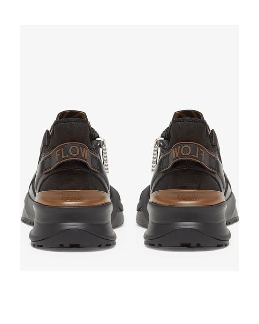 Fendi Black Flow Ff Jacquard Low-Top Sneakers for men
