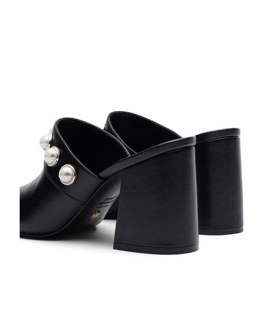 Stuart Weitzman Black Square-Headed High-Heeled Slippers