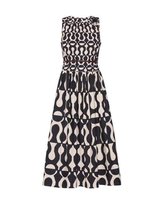 Max Mara White Printed Cotton Poplin Dress