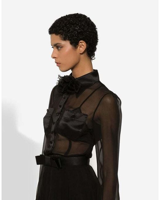 Dolce & Gabbana Black Chiffon Shirt Dress
