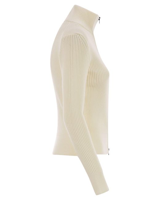 Herno White Zipper Sweater