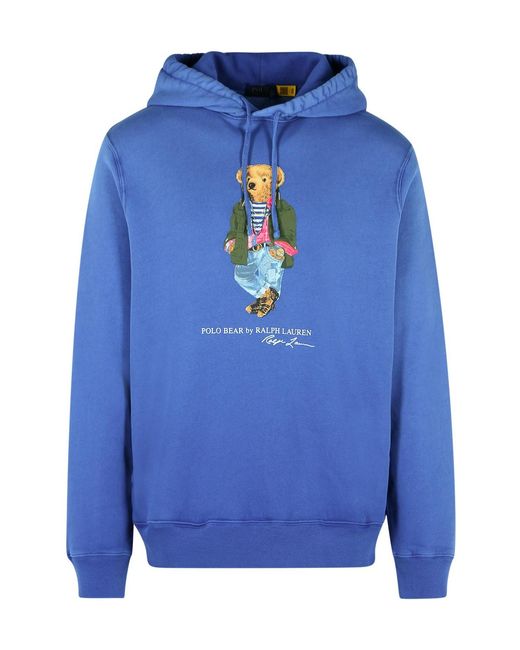 Polo Ralph Lauren Blue Polo Bear Garment-Dyed Fleece Hoodie for men